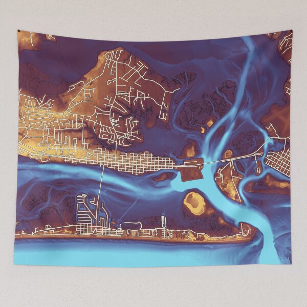 Item preview, Outer Banks, NC street map in comic colors designed and sold by DreamingBeetle.