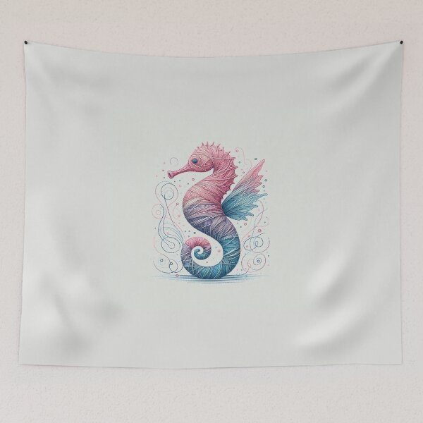Item preview, Sea Horse Series, Pink, White, Blue, embroidery style designed and sold by DesignAnother.