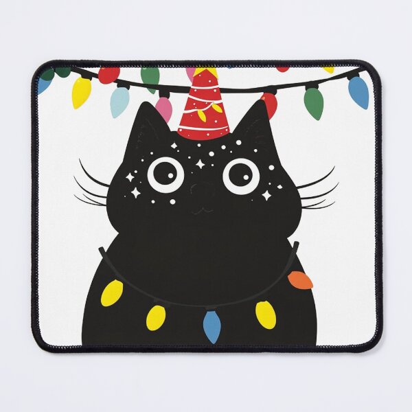 Item preview, Yuletide Glow: Black Cat in Christmas Lights designed and sold by defencepalaces.