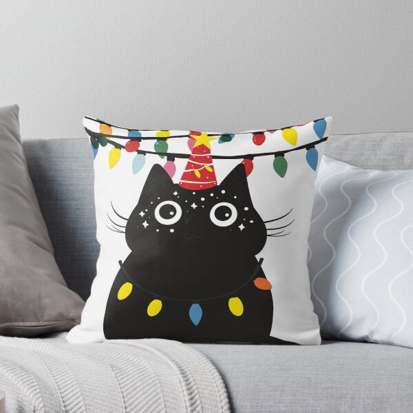 Item preview, Yuletide Glow: Black Cat in Christmas Lights designed and sold by defencepalaces.