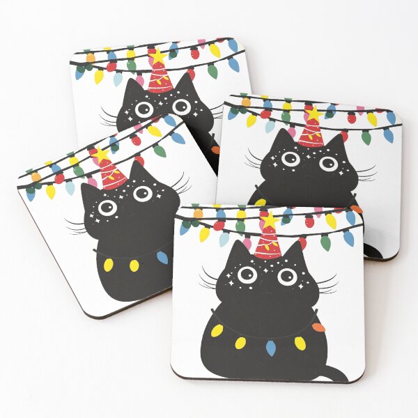 Item preview, Yuletide Glow: Black Cat in Christmas Lights designed and sold by defencepalaces.