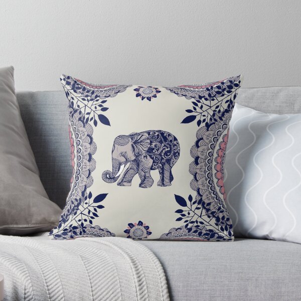 Pretty Pink Elephant Throw Pillow