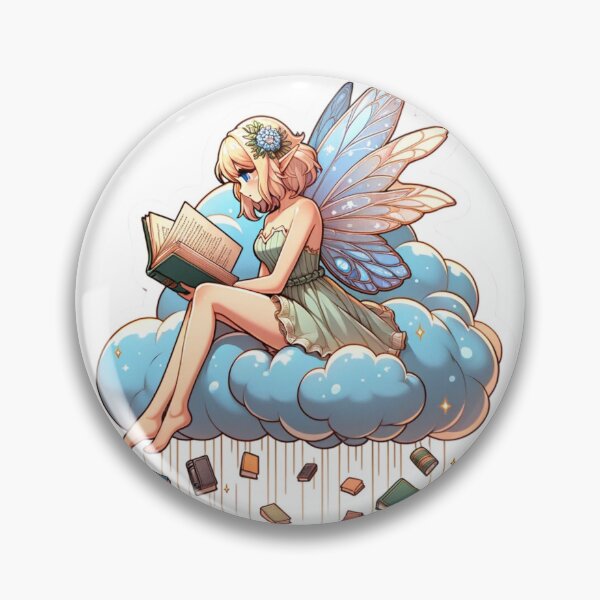 Item preview, Fairy Book Lover on a Cloud Sticker designed and sold by mymagicstoreus.