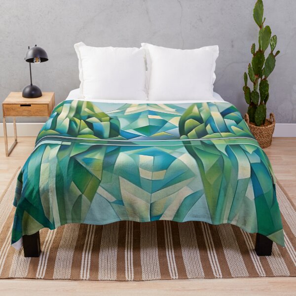 Item preview, Serene Lake & Crystal Mountains Abstract Cubist designed and sold by colorvisionart.
