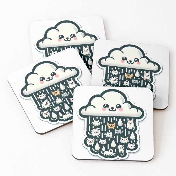 Item preview, Cute Cat And Dog-Themed Rain Cloud Sticker designed and sold by mymagicstoreus.