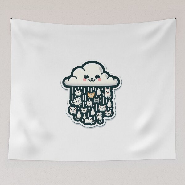 Item preview, Cute Cat And Dog-Themed Rain Cloud Sticker designed and sold by mymagicstoreus.