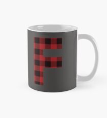 Letter "F" - Red/Black Plaid Buffalo Flannel T-Shirt Mug