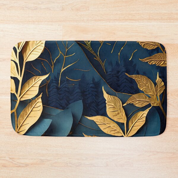 Item preview, Leaf, Leaves, Forest, Foliage, Nature, Tree, Plants, Gold, Layered Paper, Paper Cut, Blue, Dark Blue designed and sold by Golden-Feathers.