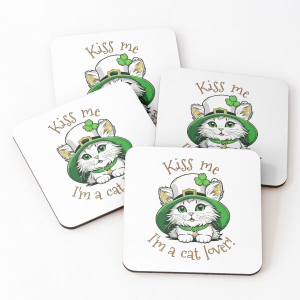 Item preview, Kiss me i'm a cat lover, St. Patricks Day designed and sold by KaiLabsArt.