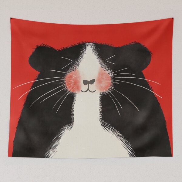 Item preview, Whimsical Black Guinea Pig  designed and sold by EnchantArtCo.