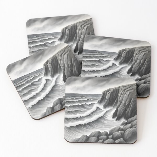 Item preview, Windswept Coastal Cliffside Vista - Charcoal and Pastels Art designed and sold by colorvisionart.