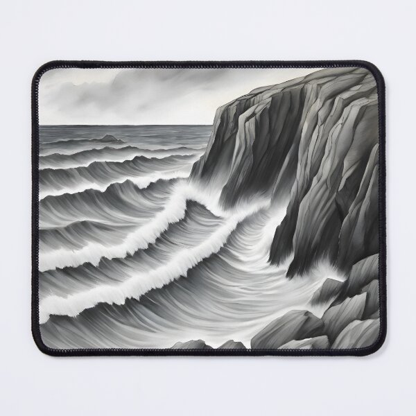 Item preview, Windswept Coastal Cliffside Vista - Charcoal and Pastels Art designed and sold by colorvisionart.