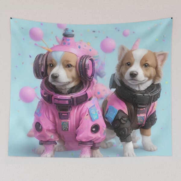 Item preview, Bubblegum space puppies designed and sold by treatsntrinkets.