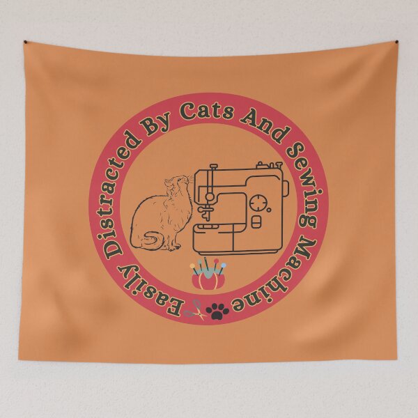 Item preview, Easily Distracted By Cats And Sewing Machine designed and sold by Wiss2Arts.