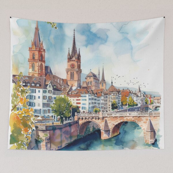 Item preview, Watercolor Design of Basel - Switzerland  designed and sold by Sketch-Shack.