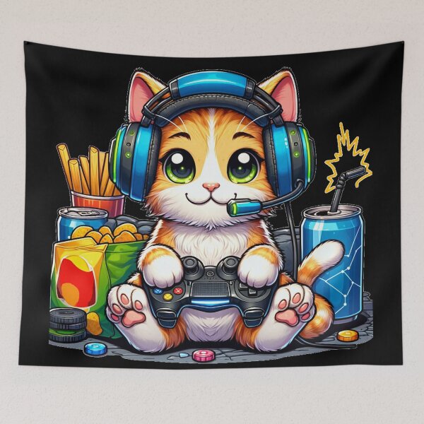 Item preview, Gamer Cat in Intense Gaming Session designed and sold by lAnJefurtifeu.