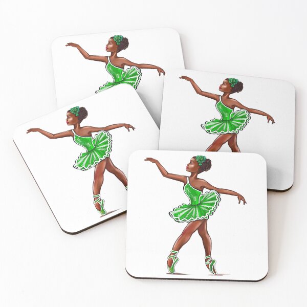 Item preview, African American, Black ballerina girls with corn rows ballet dancing 4 !  black girl with Afro hair and dark brown skin wearing a green tutu. Love Ballet designed and sold by Artonmytee.