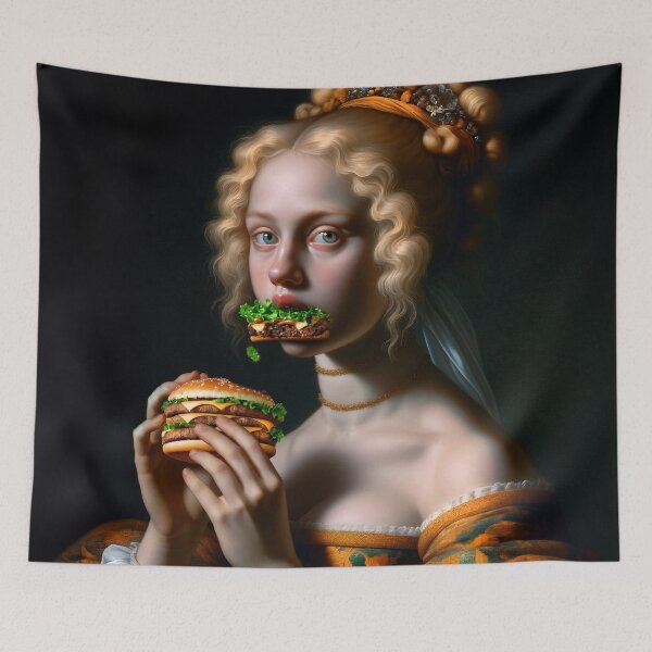 Item preview, Altered Art Woman with Hamburger designed and sold by PyxieZen.