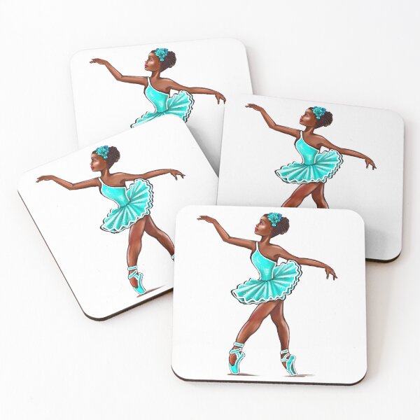 Item preview, African American, Black ballerina girl with corn rows ballet dancing | black girl with Afro hair and dark brown skin wearing a green tutu. Love Ballet designed and sold by Artonmytee.