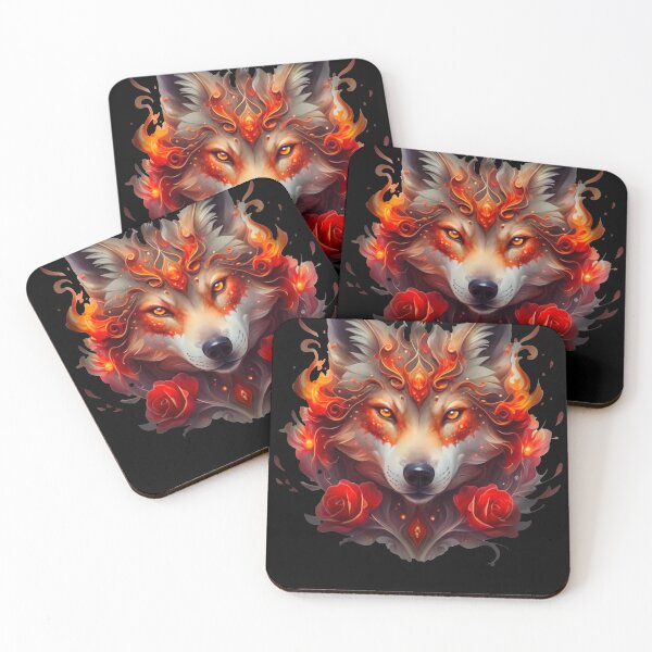 Item preview, Fearless Eye Of The Wolf Face Print Rose And Fire Graphic  designed and sold by UnivStore.