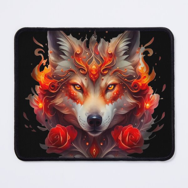 Item preview, Fearless Eye Of The Wolf Face Print Rose And Fire Graphic  designed and sold by UnivStore.