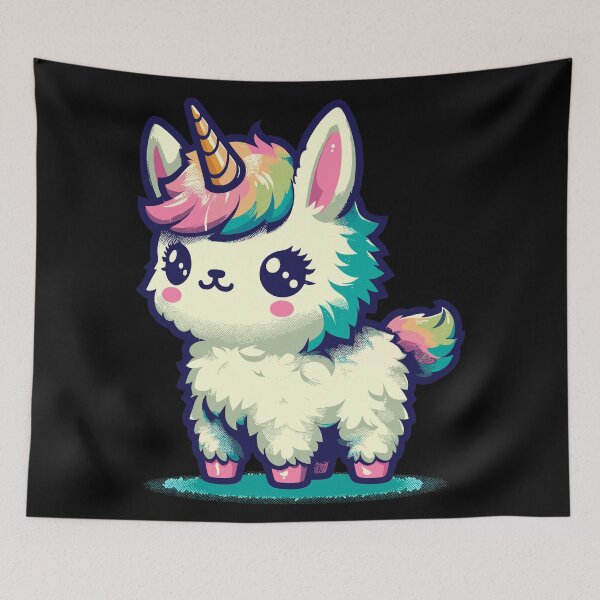 Item preview, Kawaii rainbow llamacorn unicorn llama designed and sold by TomFrontierArt.