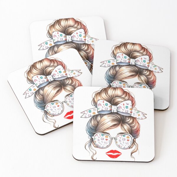 Item preview, medical assistant with red lips and glasses designed and sold by Vilemo.