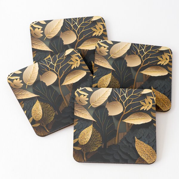 Item preview, Leaf, Leaves, Forest, Foliage, Nature, Tree, Plants, Gold, Layered Paper, Paper Cut, Black designed and sold by Golden-Feathers.