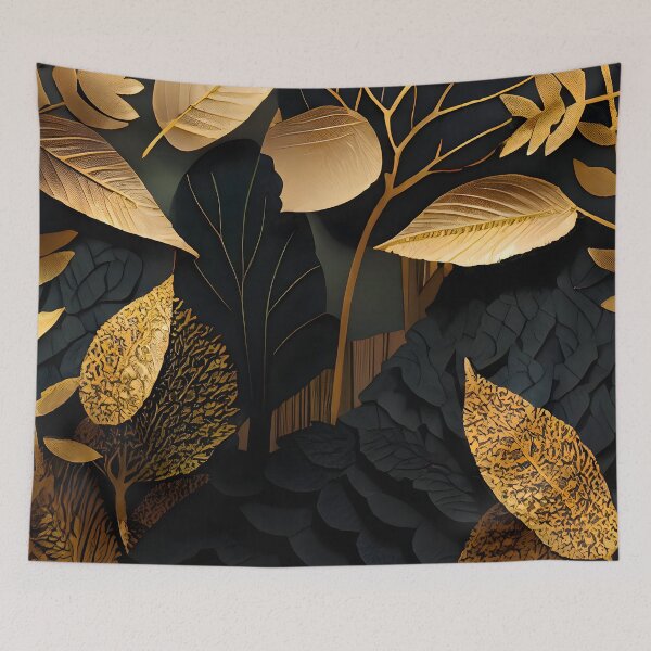 Item preview, Leaf, Leaves, Forest, Foliage, Nature, Tree, Plants, Gold, Layered Paper, Paper Cut, Black designed and sold by Golden-Feathers.