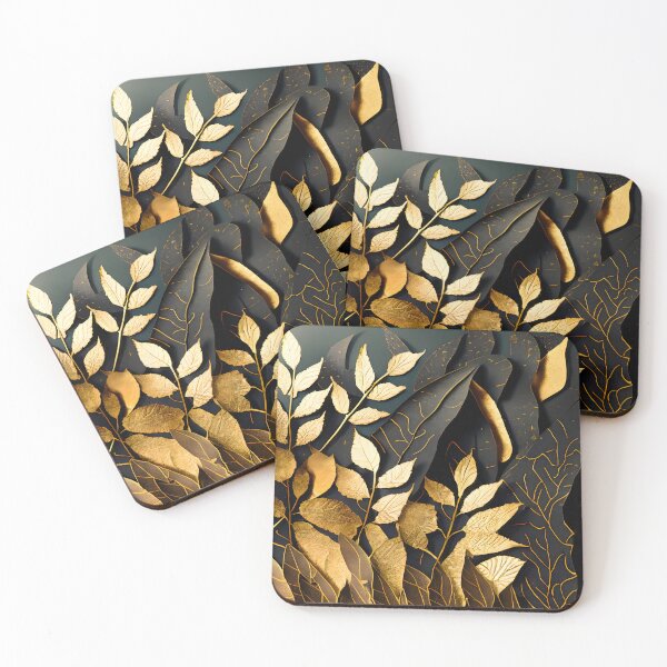 Item preview, Leaf, Leaves, Forest, Foliage, Nature, Tree, Plants, Gold, Layered Paper, Paper Cut, Black designed and sold by Golden-Feathers.