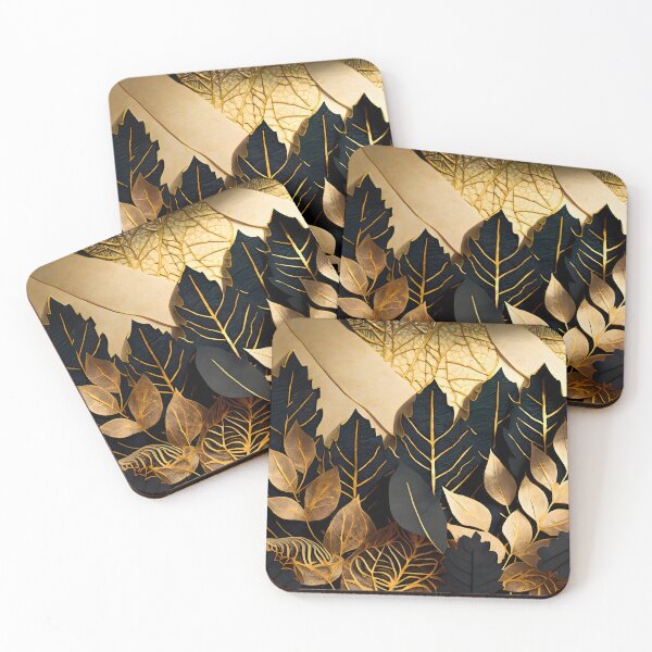Item preview, Leaf, Leaves, Forest, Foliage, Nature, Tree, Plants, Gold, Layered Paper, Paper Cut, Black designed and sold by Golden-Feathers.