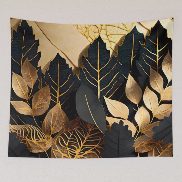 Item preview, Leaf, Leaves, Forest, Foliage, Nature, Tree, Plants, Gold, Layered Paper, Paper Cut, Black designed and sold by Golden-Feathers.