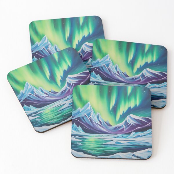 Item preview, Arctic Landscape Northern Lights - Acrylic on Canvas Art Print designed and sold by colorvisionart.
