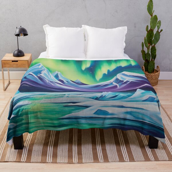 Item preview, Arctic Landscape Northern Lights - Acrylic on Canvas Art Print designed and sold by colorvisionart.