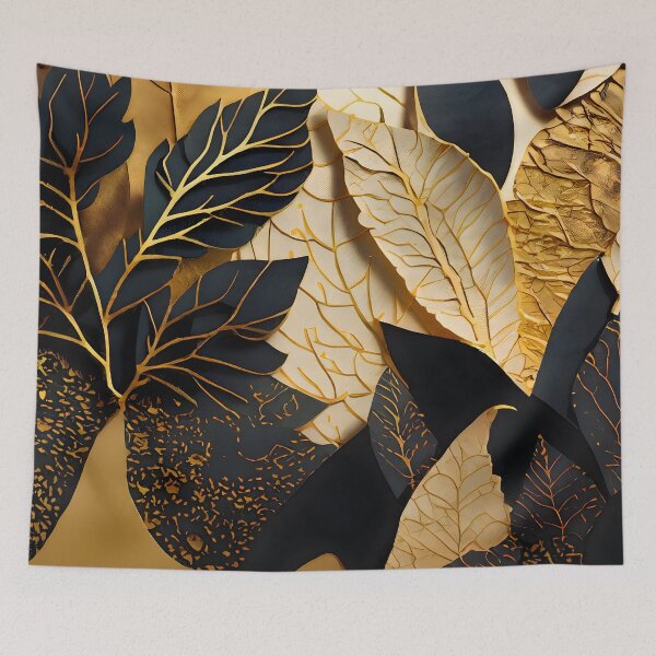Item preview, Leaf, Leaves, Forest, Foliage, Nature, Tree, Plants, Gold, Layered Paper, Paper Cut, Black, White designed and sold by Golden-Feathers.
