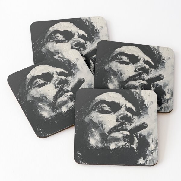 Item preview, Defiance in Monochrome- The Revolutionary Spirit of Che Guevara Unleashed through Bold Brushstrokes and Palette Knife Textures designed and sold by OlfactoART Studio.