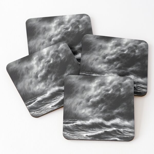 Item preview, Dramatic Storm over Open Sea - Impressionist Charcoal Art  designed and sold by colorvisionart.