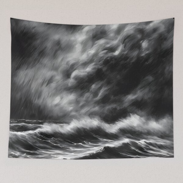 Item preview, Dramatic Storm over Open Sea - Impressionist Charcoal Art  designed and sold by colorvisionart.