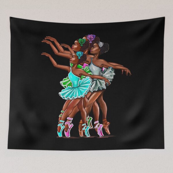Item preview, African American Ballerinas Art | Black Girls Corn Rows Hair | Love Ballet Melanin Dance designed and sold by Artonmytee.