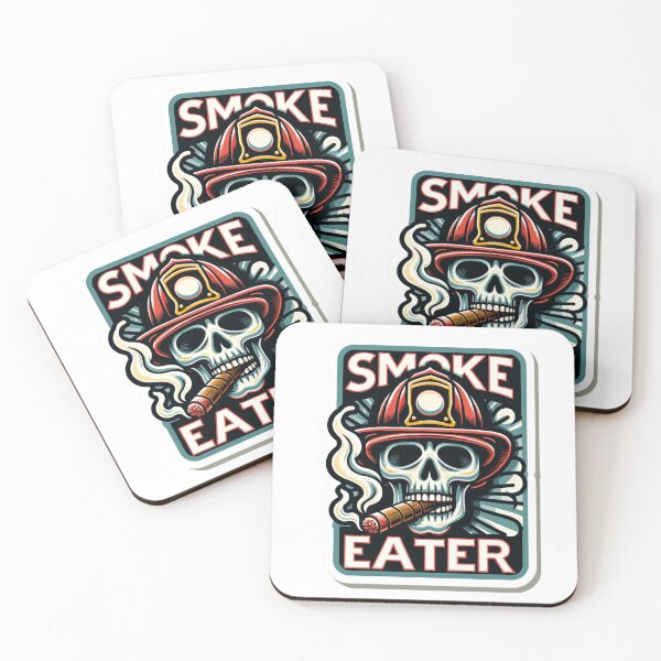 Item preview, Smoke Eater Skull firefighter smoking a cigar designed and sold by BrinaandPops.