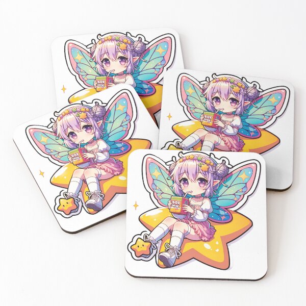 Item preview, Anime Fairy with Box Drink Sticker designed and sold by mymagicstoreus.