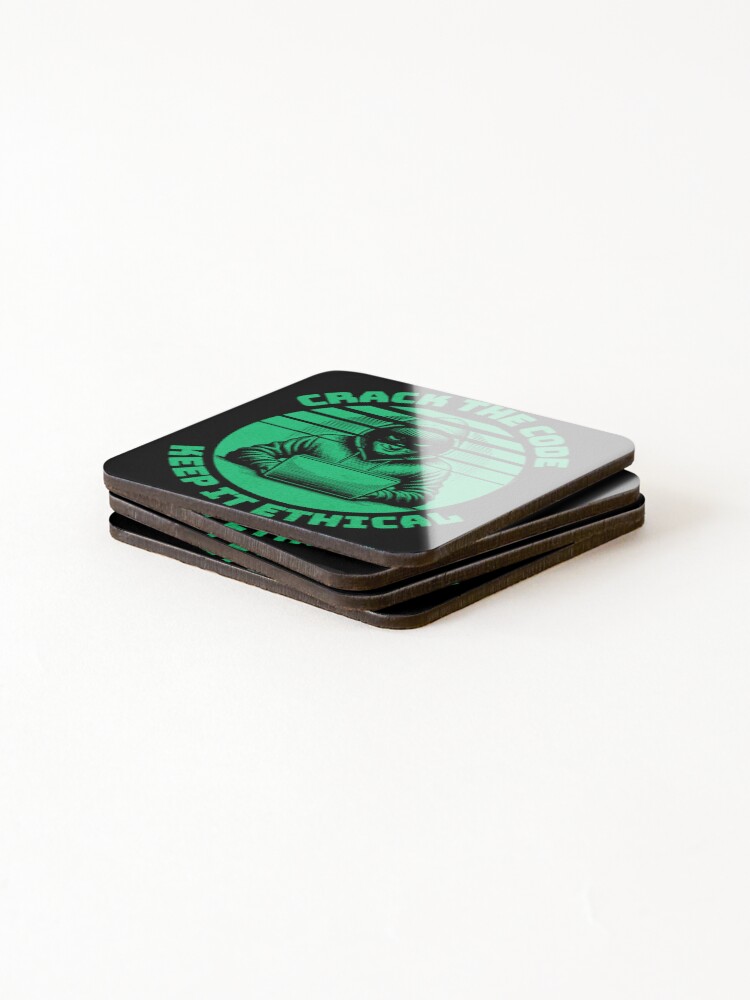 Thumbnail 4 of 5, Coasters (Set of 4), Ethical Hacker Computer Hacking Cybersecurity Coding Hacker Gift designed and sold by Hellsim.