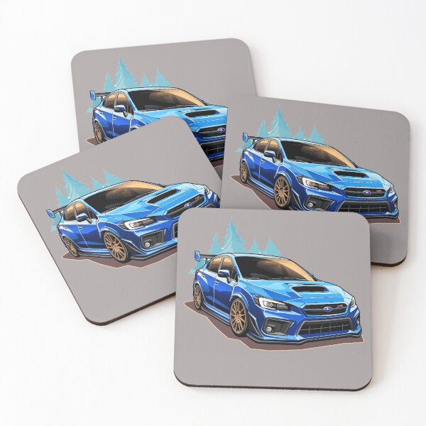 Artikelvorschau, Blauer Hintergrund mit nebligen Bäumen für den Subaru WRX STI entworfen und verkauft von LoonyTunes.