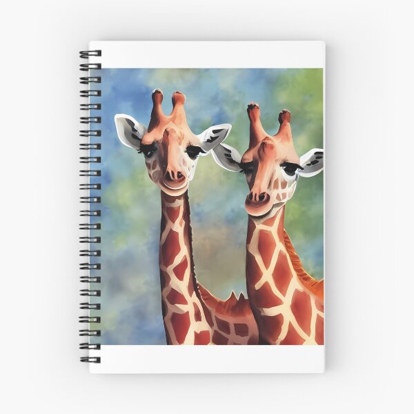 Aperçu de l'œuvre Une paire de girafes heureuses au printemps créée et vendue par Paw's Arts.