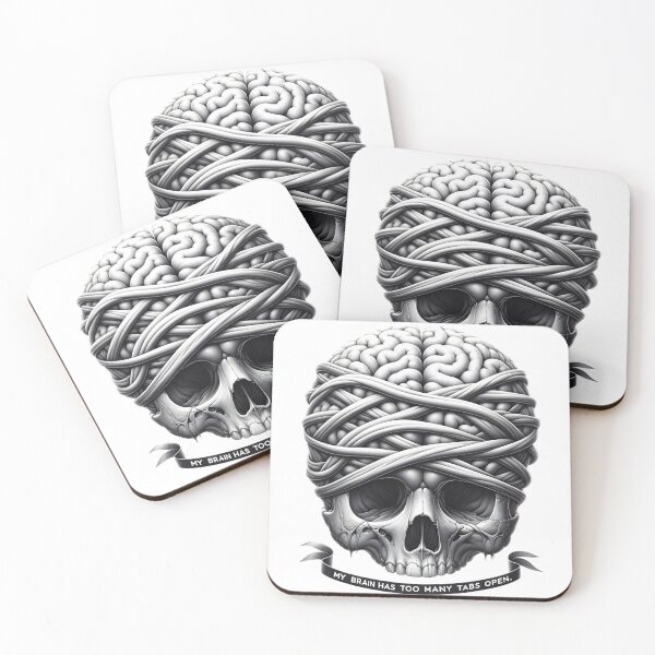 Item preview, Cerebral Overload: "Too Many Tabs" Mindful Skull Artwork designed and sold by Norgen.