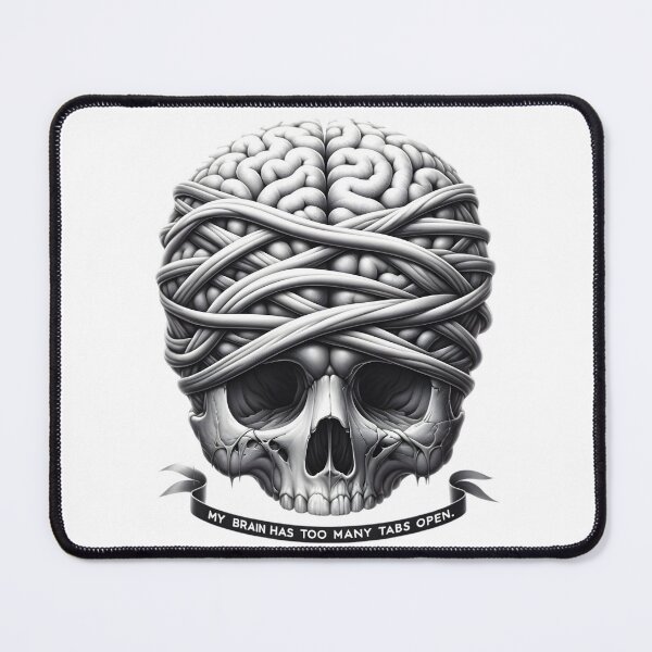 Item preview, Cerebral Overload: "Too Many Tabs" Mindful Skull Artwork designed and sold by Norgen.