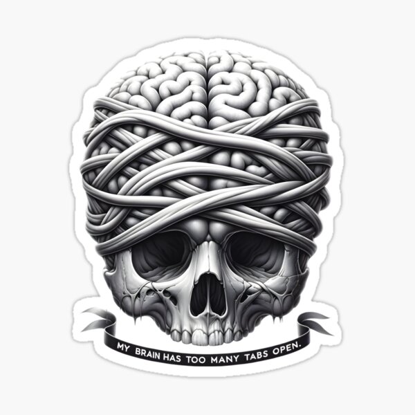 Item preview, Cerebral Overload: "Too Many Tabs" Mindful Skull Artwork designed and sold by Norgen.