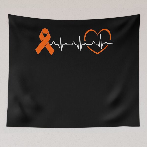 Item preview, Heartbeat Orange Ribbon Leukemia Cancer Awareness Month designed and sold by MobyStickers.
