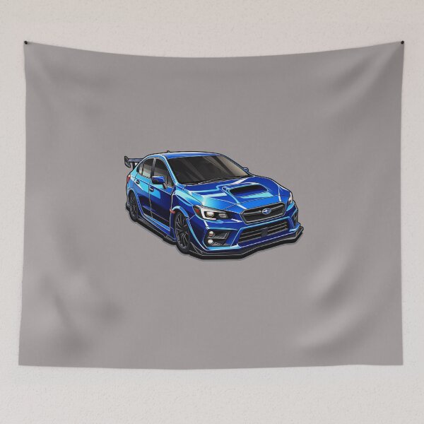 Artikelvorschau, Blauer Subaru WRX STI ohne Hintergrund entworfen und verkauft von LoonyTunes.