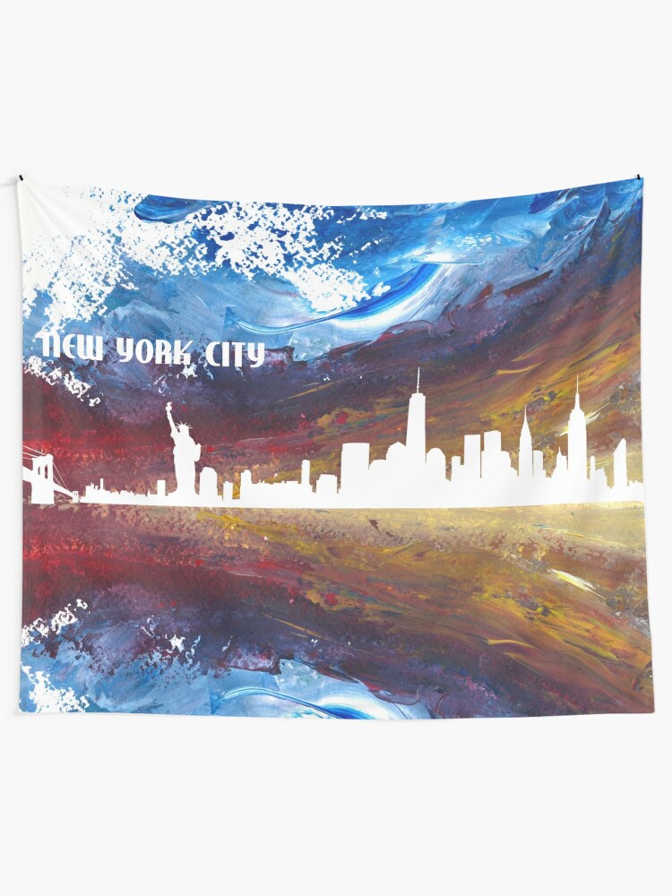 New York City Skyline Silhouette Modern Tapestry By Artshop77 Redbubble